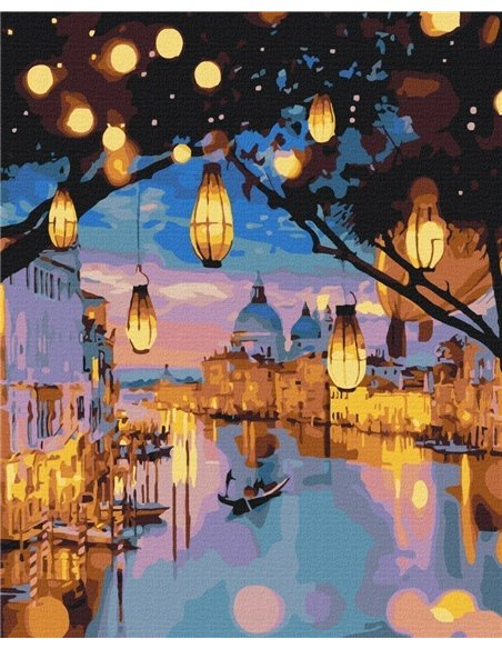 Pictura pe numere Brushme P4280, 40x50cm, Noaptea la Venetia