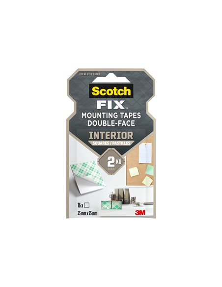 Benzi dublu adezive pretaiate montare interior Scotch-Fix, 16 bucati