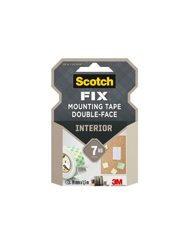 Banda dublu adeziva montare suprafete interioare Scotch-Fix, 19mmx1.5m