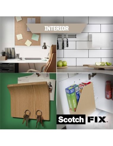 Banda dublu adeziva montare suprafete interioare Scotch-Fix, 19mmx1.5m