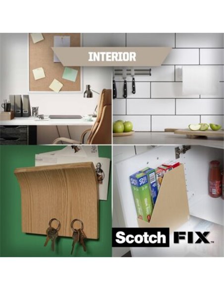 Banda dublu adeziva montare suprafete interioare Scotch-Fix, 19mmx1.5m