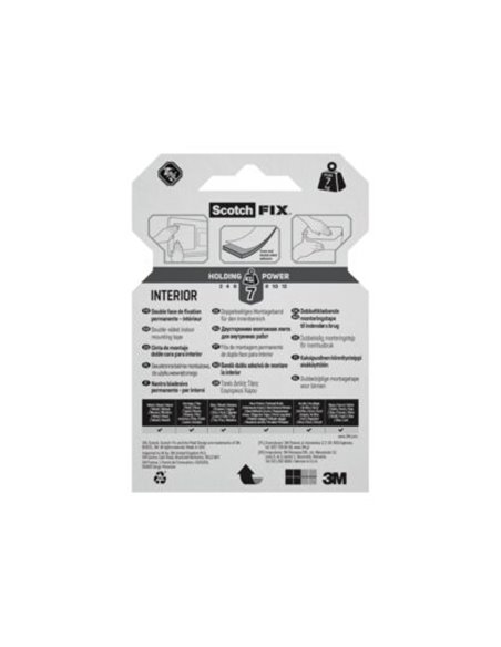 Banda dublu adeziva montare suprafete interioare Scotch-Fix, 19mmx1.5m