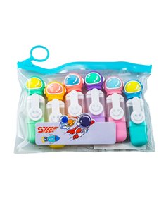 Textamarkere pentru copii, Motiv astronaut, 6 culori 2