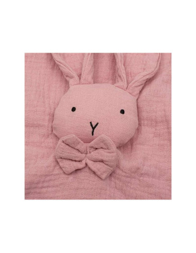 BN-53516,Jucarie textila, New Baby, Baby Rabbit, Pentru bebelusi, Moale, Din muselina, 100% bumbac,30x30 cm, Pink