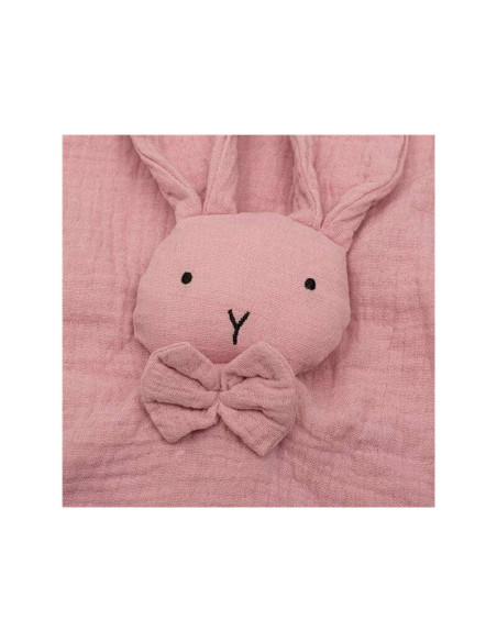 BN-53516,Jucarie textila, New Baby, Baby Rabbit, Pentru bebelusi, Moale, Din muselina, 100% bumbac,30x30 cm, Pink