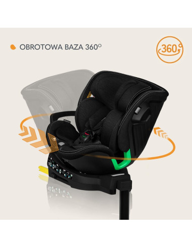 BN-LO-HARMONY_I-SIZE_BLACK_CARBON_BAMBOO,Scaun auto, Lionelo, Harmony i-Size, Rotire 360 grade, Protectie laterala, Cu spatar re