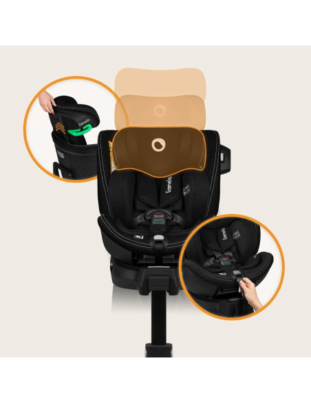 BN-LO-HARMONY_I-SIZE_BLACK_CARBON_BAMBOO,Scaun auto, Lionelo, Harmony i-Size, Rotire 360 grade, Protectie laterala, Cu spatar re