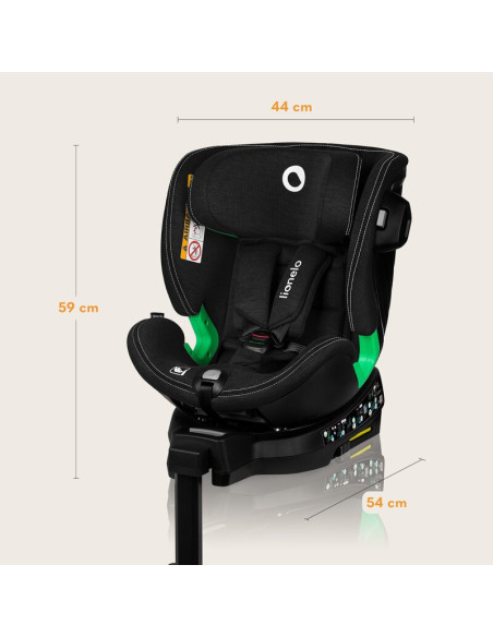 BN-LO-HARMONY_I-SIZE_BLACK_CARBON_BAMBOO,Scaun auto, Lionelo, Harmony i-Size, Rotire 360 grade, Protectie laterala, Cu spatar re