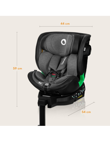 BN-LO-HARMONY_I-SIZE_GREY_GRAPHITE_LEATHER,Scaun auto, Lionelo, Harmony i-Size, Rotire 360 grade, Protectie laterala, Cu spatar 