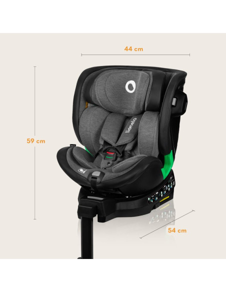 BN-LO-HARMONY_I-SIZE_GREY_GRAPHITE_LEATHER,Scaun auto, Lionelo, Harmony i-Size, Rotire 360 grade, Protectie laterala, Cu spatar 