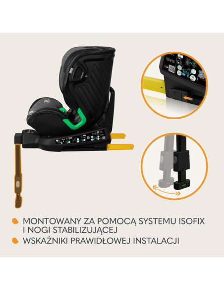 BN-LO-HARMONY_I-SIZE_GREY_GRAPHITE_LEATHER,Scaun auto, Lionelo, Harmony i-Size, Rotire 360 grade, Protectie laterala, Cu spatar 