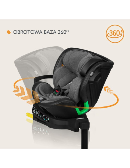 BN-LO-HARMONY_I-SIZE_GREY_GRAPHITE_LEATHER,Scaun auto, Lionelo, Harmony i-Size, Rotire 360 grade, Protectie laterala, Cu spatar 