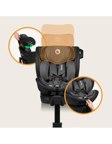 BN-LO-HARMONY_I-SIZE_GREY_GRAPHITE_LEATHER,Scaun auto, Lionelo, Harmony i-Size, Rotire 360 grade, Protectie laterala, Cu spatar 