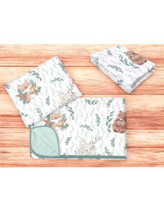 BN-6426972025829,Lenjerie patut cu 3 piese, MimiNu, Cu cearceaf 120x60 cm, Din bumbac certificat Oeko Tex Standard 100, Cu patur 2