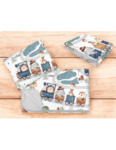 BN-6426972025928,Lenjerie patut cu 3 piese, MimiNu, Cu cearceaf 120x60 cm, Din bumbac certificat Oeko Tex Standard 100, Cu patur 2