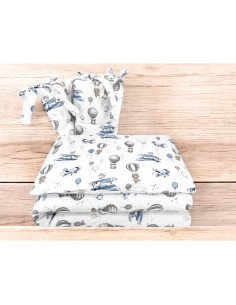 BN-6426972025591,Lenjerie patut cu 3 piese, MimiNu, Pentru patut 120x60 cm, Cu protectie laterala, Din bumbac certificat Oeko Te 2