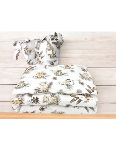 BN-6426972025737,Lenjerie patut cu 3 piese, MimiNu, Pentru patut 120x60 cm, Cu protectie laterala, Din bumbac certificat Oeko Te 2