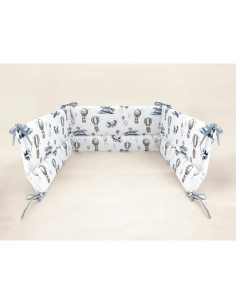 BN-6426972025560,Aparatoare pentru patut, MimiNu, Din bumbac certificat Oeko Tex Standard 100, 180x30 cm, Cu panglici, Blue Plan 2