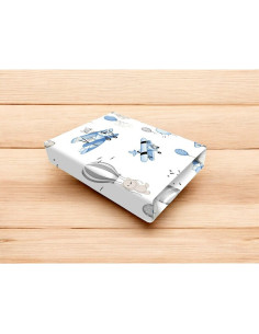 BN-6426972025546,Cearceaf cu elastic, MimiNu, Pentru patut 120X60 cm, Din bumbac certificat Oeko Tex Standard 100, Blue Plane 2