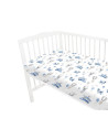 BN-6426972025553,Cearceaf cu elastic, MimiNu, Pentru patut 140X70 cm, Din bumbac certificat Oeko Tex Standard 100, Blue Plane
