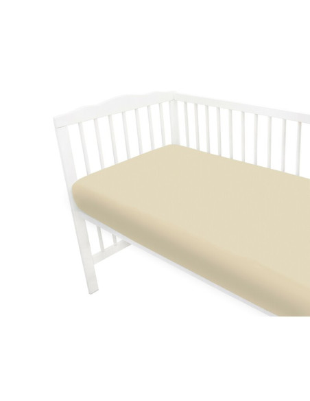 BN-6426972026086,Cearceaf cu elastic, MimiNu, Jerse, Pentru patut 120X60 cm, Material certificat Oeko Tex Standard 100, Nugat