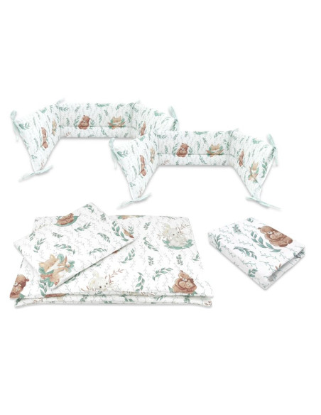 BN-6426972026178,Lenjerie patut cu 5 piese, MimiNu, Cu cearceaf 120x60 cm, Pilota, Pernuta, 2 aparatori, Din bumbac certificat O BN-6426972026178,Lenjerie patut cu 5 piese, MimiNu, Cu cearceaf 120x60 cm, Pilota, Pernuta, 2 aparatori, Din bumbac certificat O