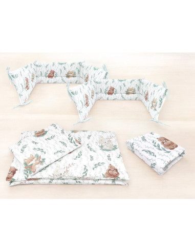 BN-6426972026178,Lenjerie patut cu 5 piese, MimiNu, Cu cearceaf 120x60 cm, Pilota, Pernuta, 2 aparatori, Din bumbac certificat O BN-6426972026178,Lenjerie patut cu 5 piese, MimiNu, Cu cearceaf 120x60 cm, Pilota, Pernuta, 2 aparatori, Din bumbac certificat O