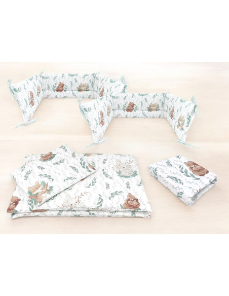 BN-6426972026178,Lenjerie patut cu 5 piese, MimiNu, Cu cearceaf 120x60 cm, Pilota, Pernuta, 2 aparatori, Din bumbac certificat O BN-6426972026178,Lenjerie patut cu 5 piese, MimiNu, Cu cearceaf 120x60 cm, Pilota, Pernuta, 2 aparatori, Din bumbac certificat O