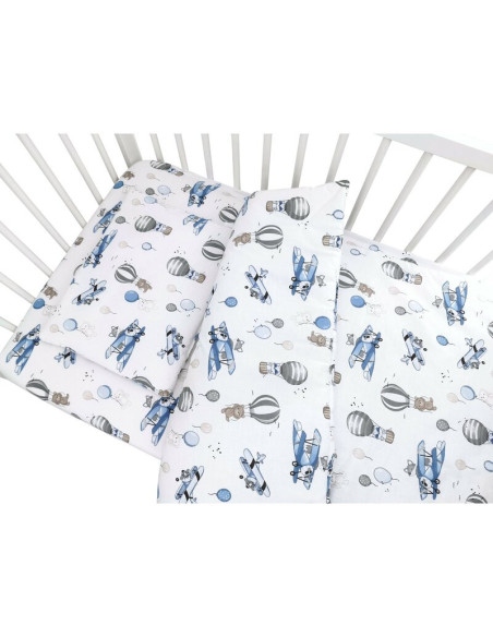 BN-6426972026161,Lenjerie patut cu 5 piese, MimiNu, Cu cearceaf 120x60 cm, Pilota, Pernuta, 2 aparatori, Din bumbac certificat O