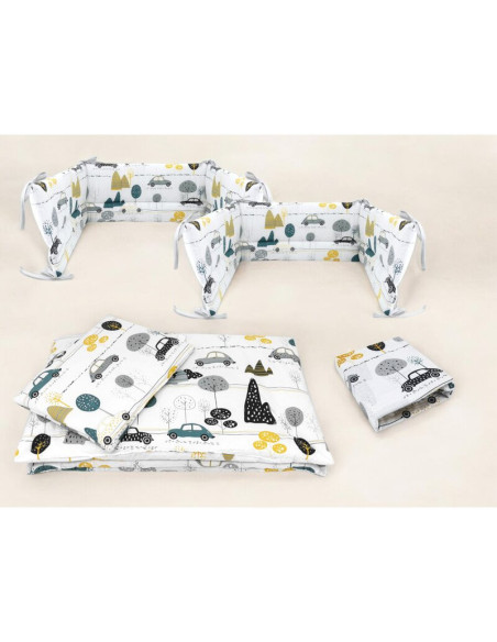 BN-6426972026253,Lenjerie patut cu 5 piese, MimiNu, Cu cearceaf 120x60 cm, Pilota, Pernuta, 2 aparatori, Din bumbac certificat O BN-6426972026253,Lenjerie patut cu 5 piese, MimiNu, Cu cearceaf 120x60 cm, Pilota, Pernuta, 2 aparatori, Din bumbac certificat O