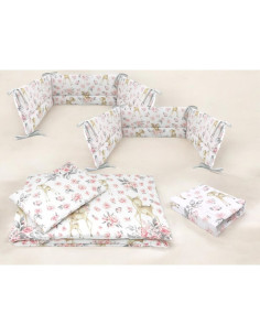 BN-6426972026260,Lenjerie patut cu 5 piese, MimiNu, Cu cearceaf 120x60 cm, Pilota, Pernuta, 2 aparatori, Din bumbac certificat O 2