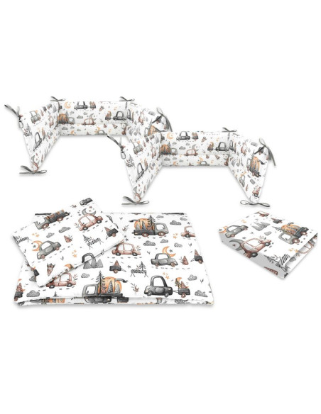 BN-6426972026277,Lenjerie patut cu 5 piese, MimiNu, Cu cearceaf 120x60 cm, Pilota, Pernuta, 2 aparatori, Din bumbac certificat O BN-6426972026277,Lenjerie patut cu 5 piese, MimiNu, Cu cearceaf 120x60 cm, Pilota, Pernuta, 2 aparatori, Din bumbac certificat O