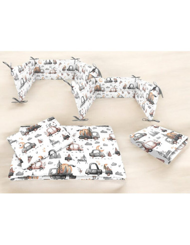 BN-6426972026277,Lenjerie patut cu 5 piese, MimiNu, Cu cearceaf 120x60 cm, Pilota, Pernuta, 2 aparatori, Din bumbac certificat O BN-6426972026277,Lenjerie patut cu 5 piese, MimiNu, Cu cearceaf 120x60 cm, Pilota, Pernuta, 2 aparatori, Din bumbac certificat O