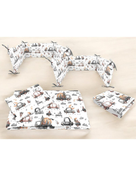 BN-6426972026277,Lenjerie patut cu 5 piese, MimiNu, Cu cearceaf 120x60 cm, Pilota, Pernuta, 2 aparatori, Din bumbac certificat O BN-6426972026277,Lenjerie patut cu 5 piese, MimiNu, Cu cearceaf 120x60 cm, Pilota, Pernuta, 2 aparatori, Din bumbac certificat O