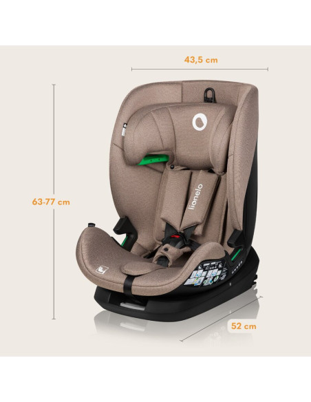 BN-LO-LAVENDER_I-SIZE_BEIGE_LATTE,Scaun auto, Lionelo, Lavender I-size, Isofix, Cu centura TopTether, Cu spatar inclinabil in 5 