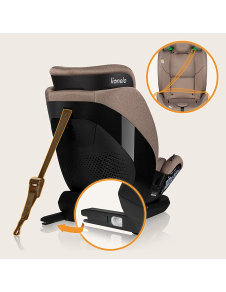 BN-LO-LAVENDER_I-SIZE_BEIGE_LATTE,Scaun auto, Lionelo, Lavender I-size, Isofix, Cu centura TopTether, Cu spatar inclinabil in 5 