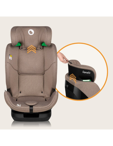BN-LO-LAVENDER_I-SIZE_BEIGE_LATTE,Scaun auto, Lionelo, Lavender I-size, Isofix, Cu centura TopTether, Cu spatar inclinabil in 5 