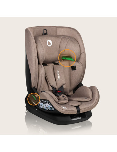 BN-LO-LAVENDER_I-SIZE_BEIGE_LATTE,Scaun auto, Lionelo, Lavender I-size, Isofix, Cu centura TopTether, Cu spatar inclinabil in 5 