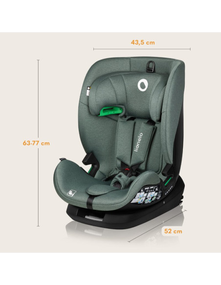 BN-LO-LAVENDER_I-SIZE_GREEN_PISTACHIO,Scaun auto, Lionelo, Lavender I-size, Isofix, Cu centura TopTether, Cu spatar inclinabil i