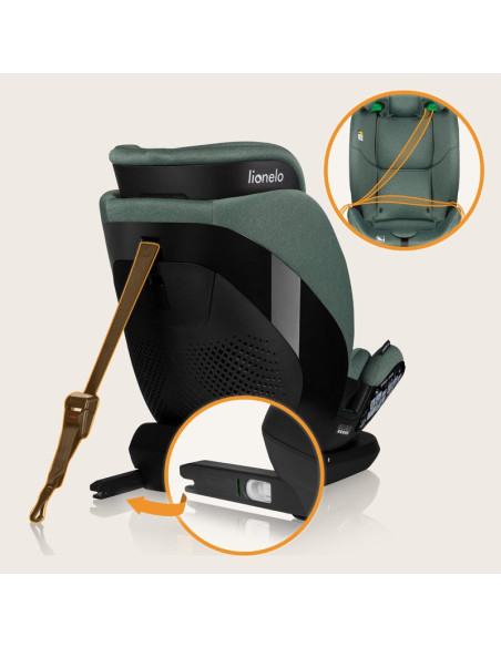 BN-LO-LAVENDER_I-SIZE_GREEN_PISTACHIO,Scaun auto, Lionelo, Lavender I-size, Isofix, Cu centura TopTether, Cu spatar inclinabil i