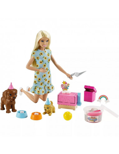 Set Barbie by Mattel Puppy Party cu papusa si accesorii,MT-GXV75