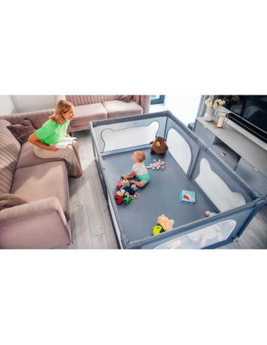 BN-LO-WILLOW_BEIGE_SAND,Tarc de joaca copii, Lionelo, Willow, 127 x 187 cm, Pliere compacta, Include geanta de transport, Din pl