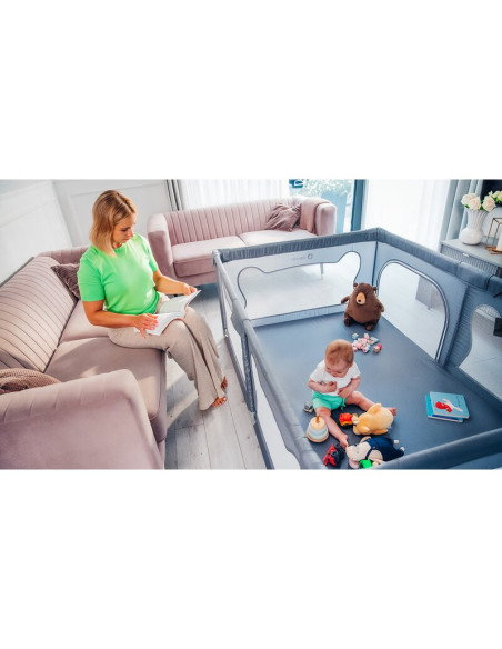 BN-LO-WILLOW_BEIGE_SAND,Tarc de joaca copii, Lionelo, Willow, 127 x 187 cm, Pliere compacta, Include geanta de transport, Din pl