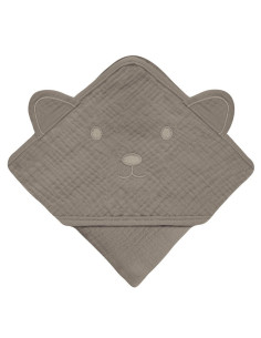 BN-LO-MUSLIN_HOODED_TOWEL_BEIGE_CAPPUCCINO,Prosop de baie, Lionelo, Cu gluga, Din muselina, 100% bumbac, 80x80 cm, Absorbtie efi 2