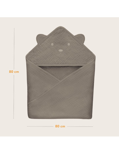 BN-LO-MUSLIN_HOODED_TOWEL_BEIGE_CAPPUCCINO,Prosop de baie, Lionelo, Cu gluga, Din muselina, 100% bumbac, 80x80 cm, Absorbtie efi BN-LO-MUSLIN_HOODED_TOWEL_BEIGE_CAPPUCCINO,Prosop de baie, Lionelo, Cu gluga, Din muselina, 100% bumbac, 80x80 cm, Absorbtie efi