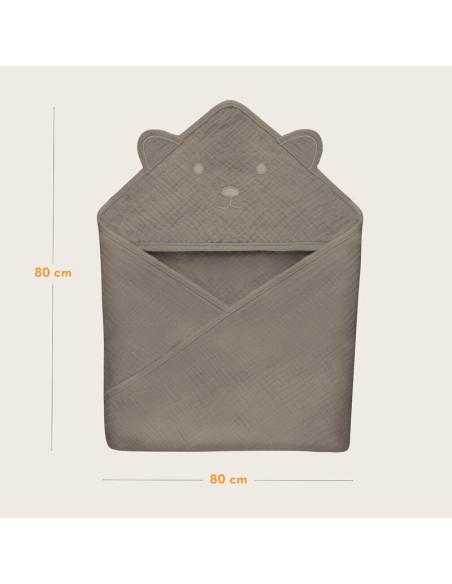 BN-LO-MUSLIN_HOODED_TOWEL_BEIGE_CAPPUCCINO,Prosop de baie, Lionelo, Cu gluga, Din muselina, 100% bumbac, 80x80 cm, Absorbtie efi BN-LO-MUSLIN_HOODED_TOWEL_BEIGE_CAPPUCCINO,Prosop de baie, Lionelo, Cu gluga, Din muselina, 100% bumbac, 80x80 cm, Absorbtie efi