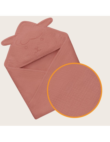 BN-LO-MUSLIN_HOODED_TOWEL_RED_CORAL,Prosop de baie, Lionelo, Cu gluga, Din muselina, 100% bumbac, 80x80 cm, Absorbtie eficienta, BN-LO-MUSLIN_HOODED_TOWEL_RED_CORAL,Prosop de baie, Lionelo, Cu gluga, Din muselina, 100% bumbac, 80x80 cm, Absorbtie eficienta,
