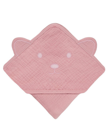 BN-LO-MUSLIN_HOODED_TOWEL_PINK_BABY,Prosop de baie, Lionelo, Cu gluga, Din muselina, 100% bumbac, 80x80 cm, Absorbtie eficienta, BN-LO-MUSLIN_HOODED_TOWEL_PINK_BABY,Prosop de baie, Lionelo, Cu gluga, Din muselina, 100% bumbac, 80x80 cm, Absorbtie eficienta,