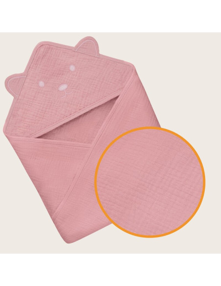 BN-LO-MUSLIN_HOODED_TOWEL_PINK_BABY,Prosop de baie, Lionelo, Cu gluga, Din muselina, 100% bumbac, 80x80 cm, Absorbtie eficienta, BN-LO-MUSLIN_HOODED_TOWEL_PINK_BABY,Prosop de baie, Lionelo, Cu gluga, Din muselina, 100% bumbac, 80x80 cm, Absorbtie eficienta,