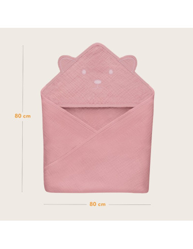 BN-LO-MUSLIN_HOODED_TOWEL_PINK_BABY,Prosop de baie, Lionelo, Cu gluga, Din muselina, 100% bumbac, 80x80 cm, Absorbtie eficienta, BN-LO-MUSLIN_HOODED_TOWEL_PINK_BABY,Prosop de baie, Lionelo, Cu gluga, Din muselina, 100% bumbac, 80x80 cm, Absorbtie eficienta,